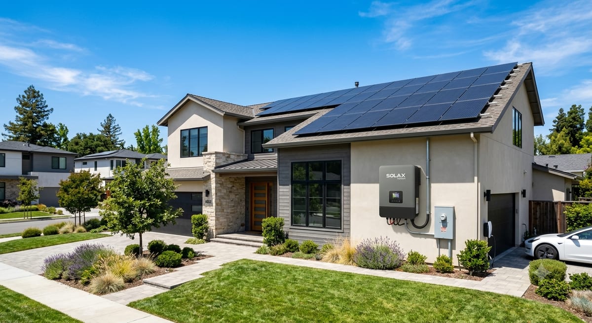 Residential rooftop solar system with hybrid inverter