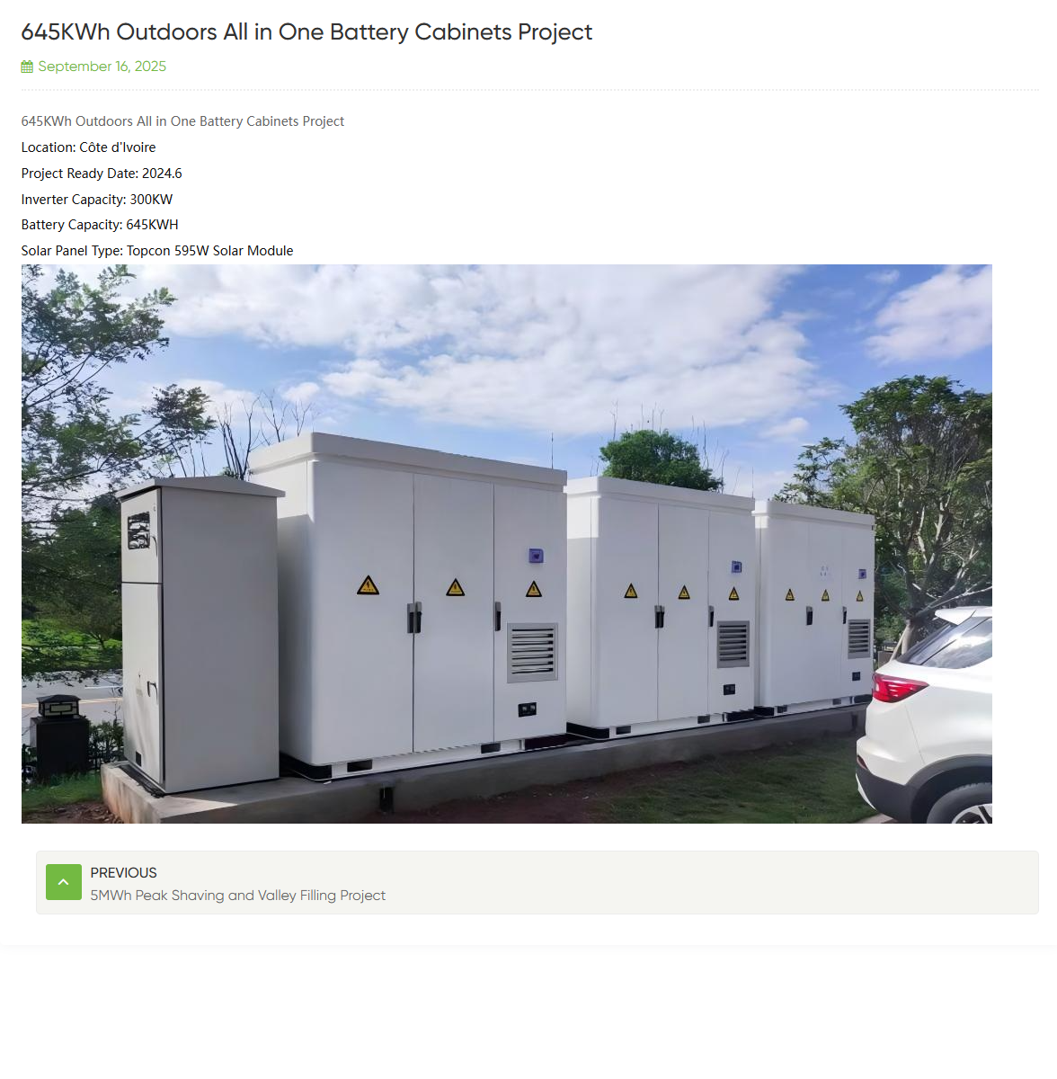 645kWh Outdoor All-in-One Battery Cabinets in Cote d'Ivoire